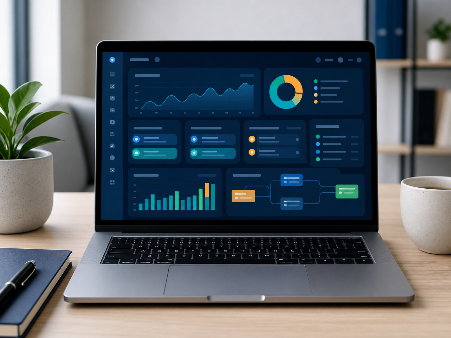 Laptop showing a modern software dashboard